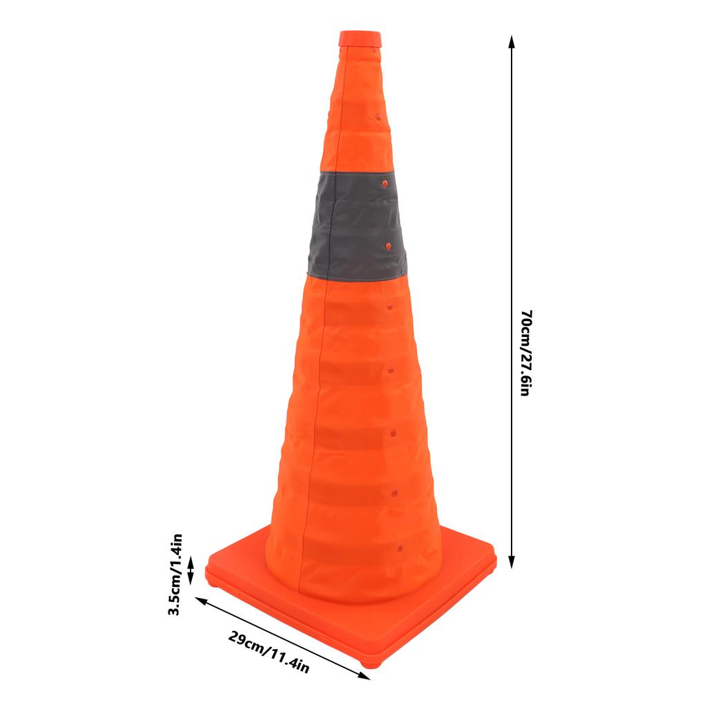 Collapsible Traffic Safety Cone 70x29x29cm Foldable Reflective Safety Road Parking Cone