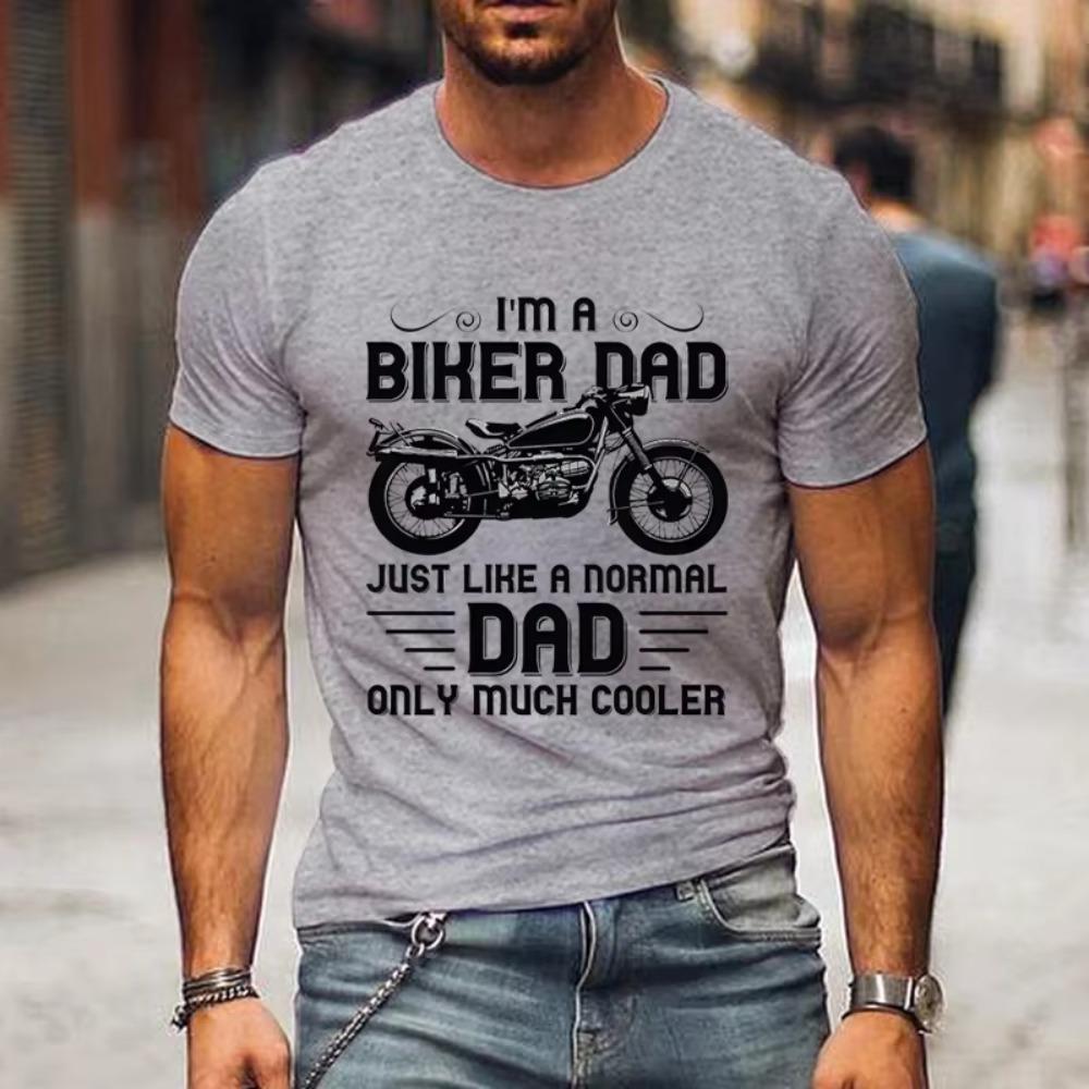 I'm A Biker Dad Print Summer T Shirt Men's Motorcycle Graphic Short Sleeve Loose T-shirts Hip Hop Harajuku Streetwear Men Tshirt