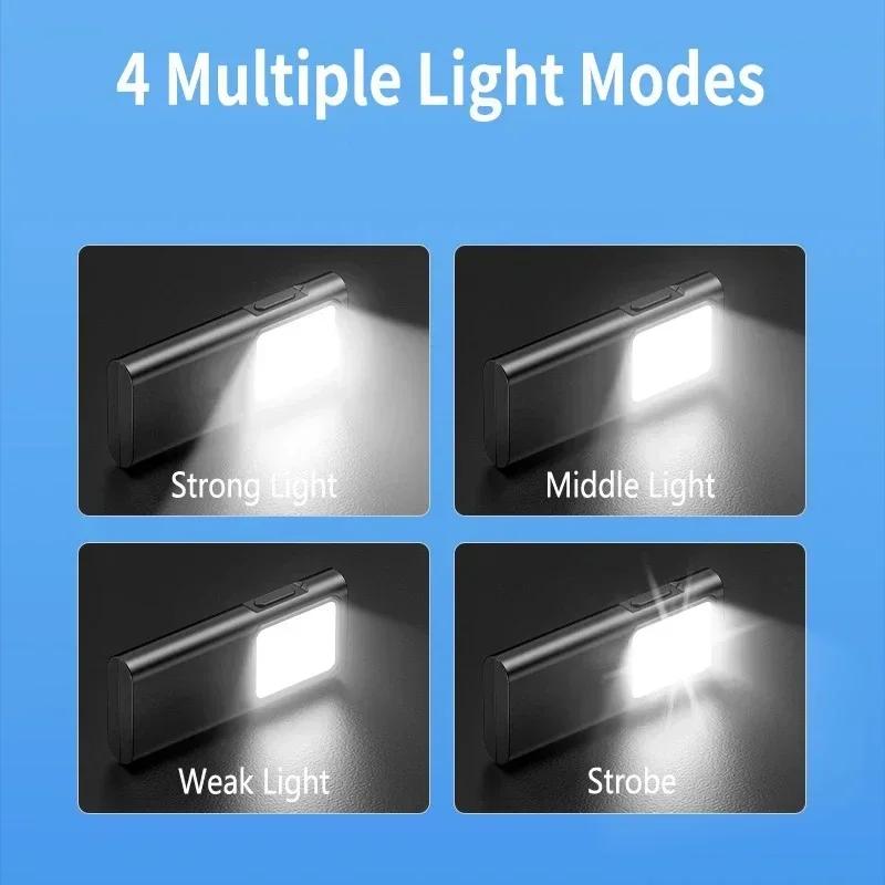 EDC Flashlight Keychain Light Super Bright With Pen Clip Mini LED Flashlight, USB Charging Port Emergency Work Camping Light
