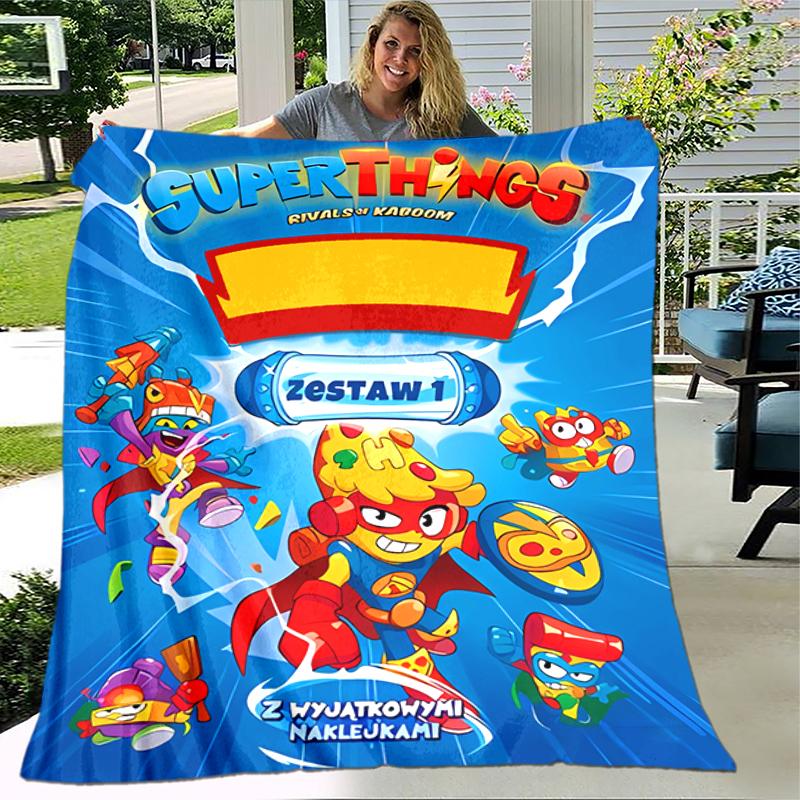 1pc Blanket Superthings2 Print Design, Lightweight Blanket for Sofa, Bed- Soft &Warm, Gift for All Seasons like Christmas, Halloween