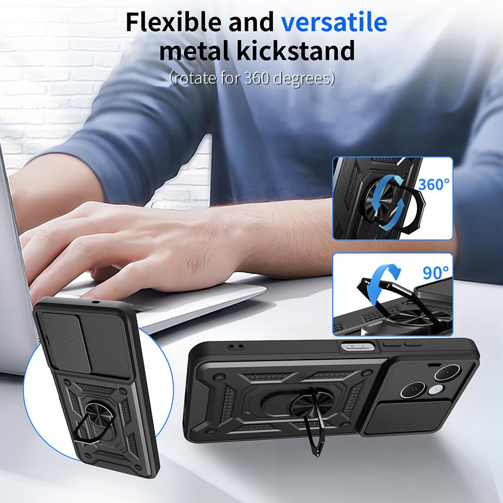 Armor Holder Funda for Tecno Spark 40C 4G Case Cover Slide Camera Protection Ring Stand Shockproof Back Capa Funda