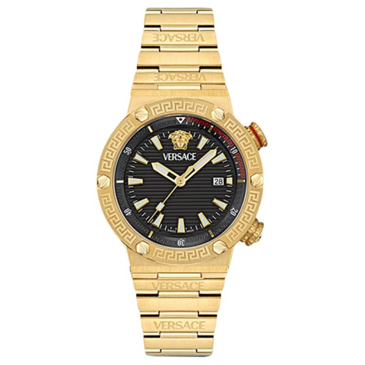 Versace Greca Logo Diver Recycled PU Strap Stainless Steel Men Watches Silver VE8G00124