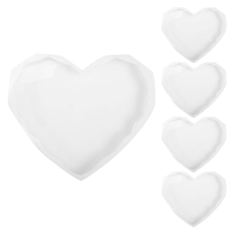 AEE4-5Pcs Silicone Coaster Moulds For Resin Cup Mats Mould Epoxy Casting Moulds Edge Heart Coaster Molds