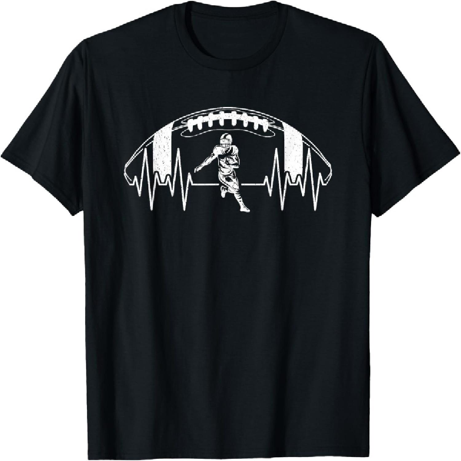 Funny Football Heartbeat American Football Player Men Boys T-Shirt XXXXXL разноцветный