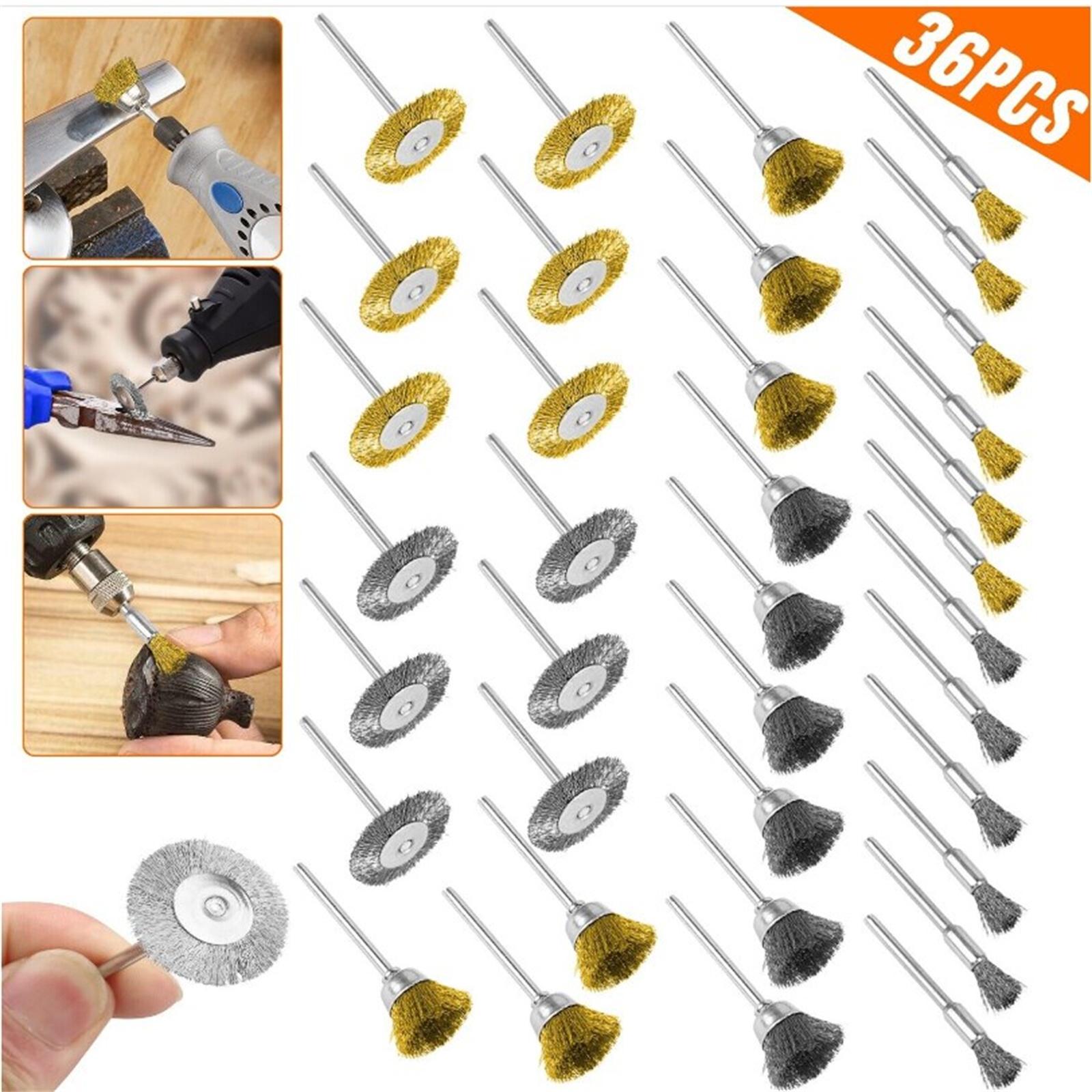 

36pcs Brass Wire Wheel Brush Kit For Drill Polishing Attachment Rotary Tools Accessories For Cleaning Rust Removal 36pcs#1