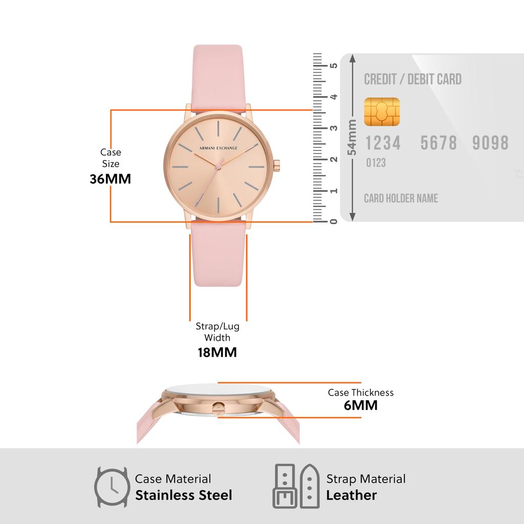 Armani Exchange Three-Hand Pink Leather Watch & Bracelet Set