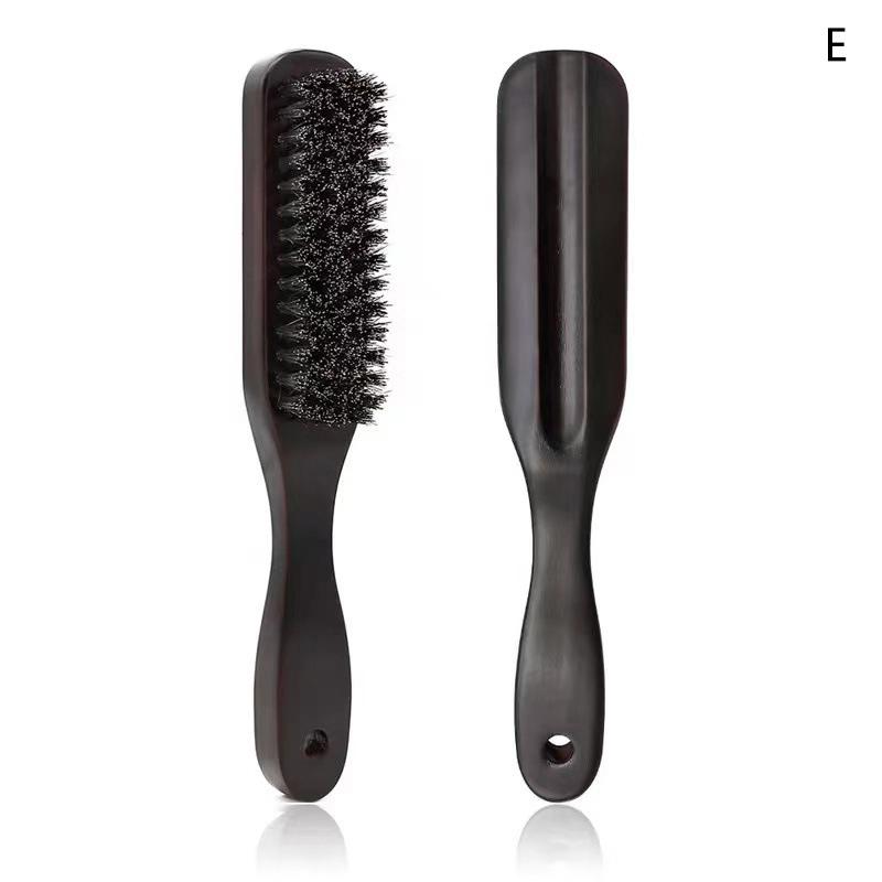 Men Beard Brush Wood Handle Boar Bristle Moustache Cleaning Brush Hairdressing Anti Static Barber Hair Styling Comb Shaving Tool