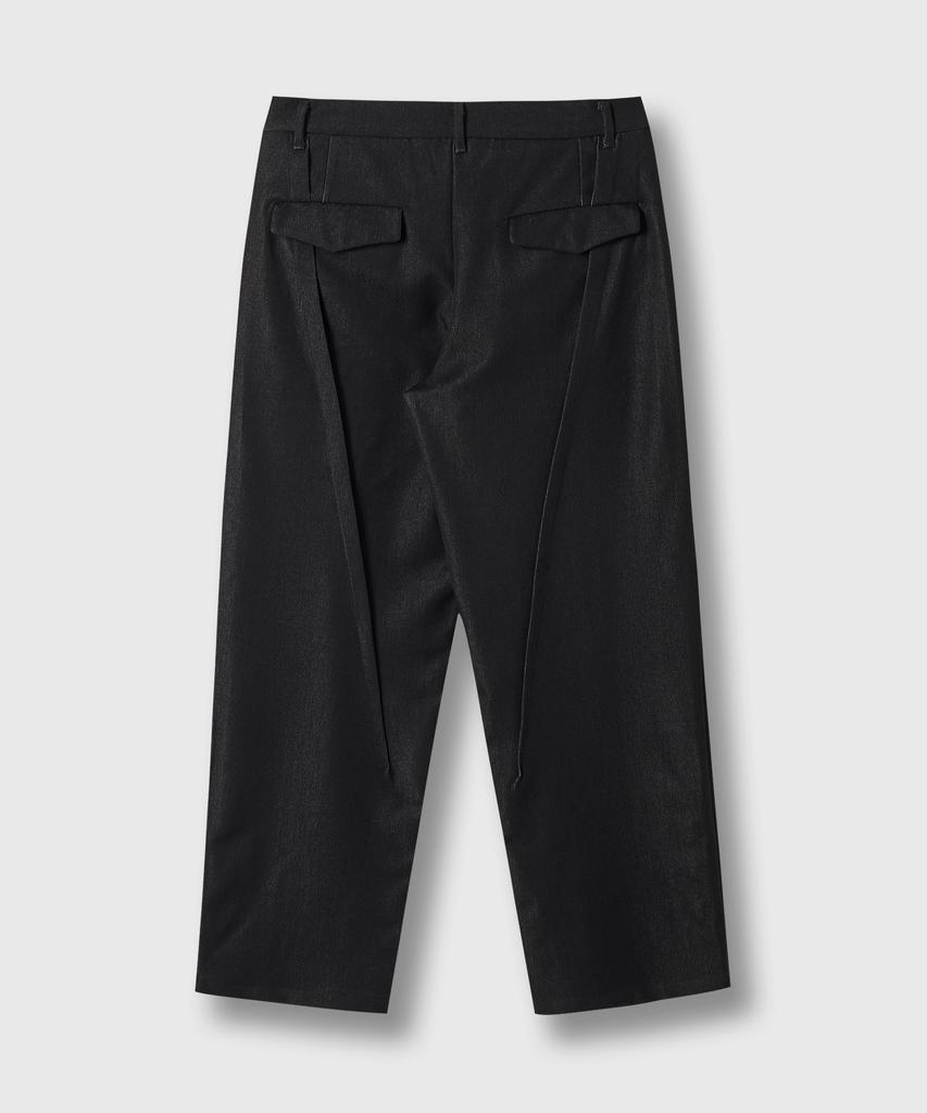 FRAGE A-Sic Pintuck Wide Straight Slacks - Black Indigo