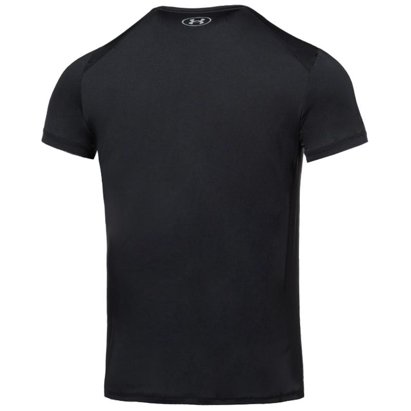 Under Armour Solid Color Running Casual Round Neck Breathable Short Sleeve T-Shirt Men Tops Black 23500506-001