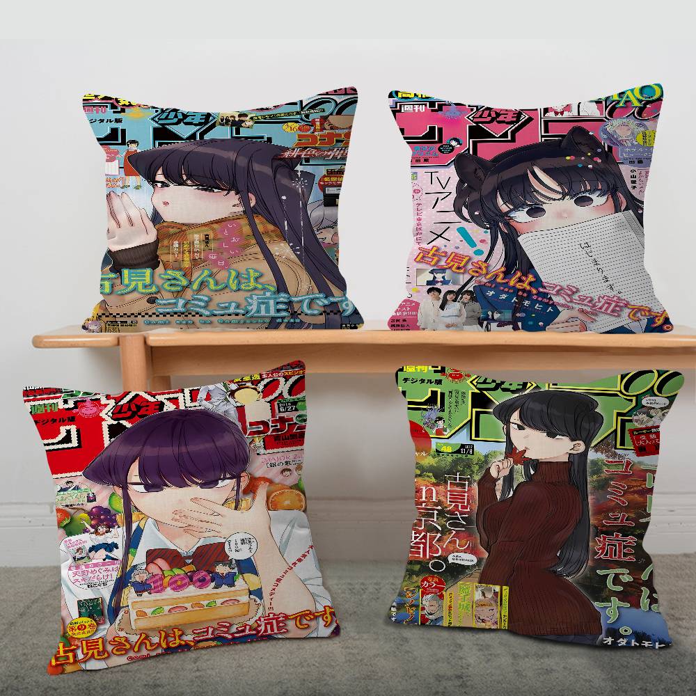 Anime Komi San Can't Communicate Pillow Gifts Home Office Furnishings Bedroom Sofa Car Cushion Cover Case 45x45cm