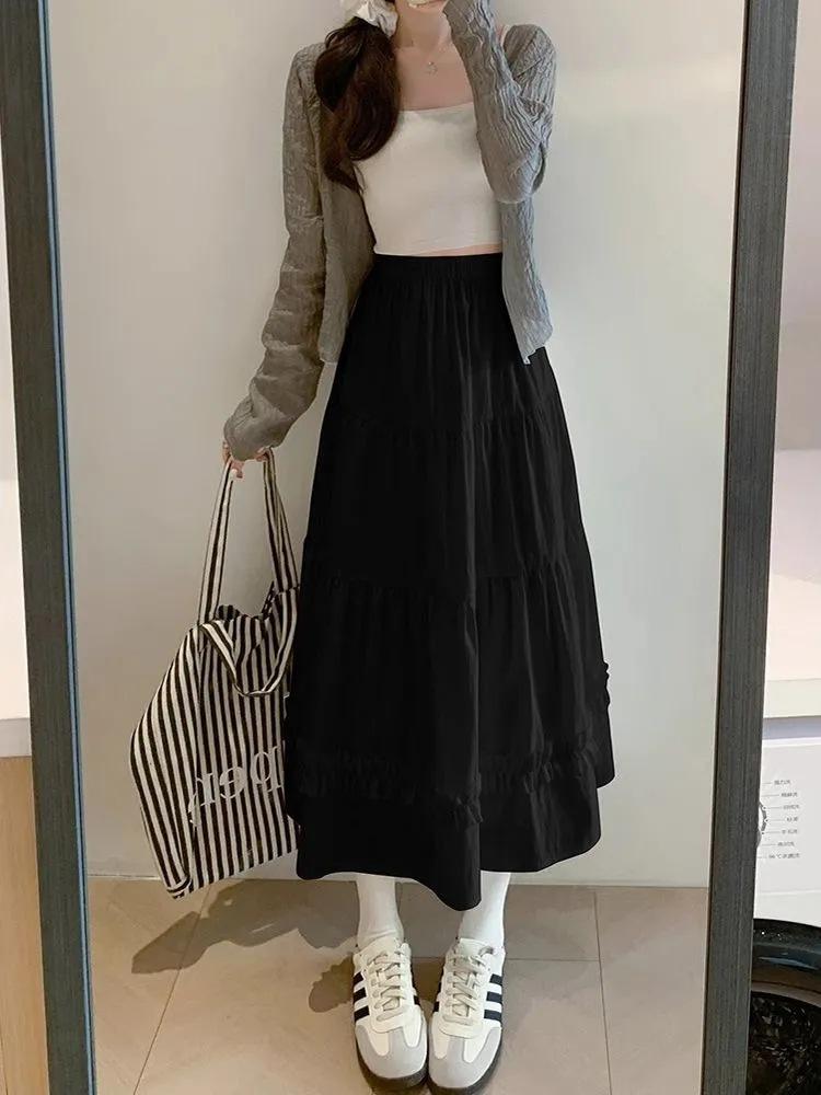 White skirt new summer high waist a word thin fluffy lace edge cake skirt small skirt