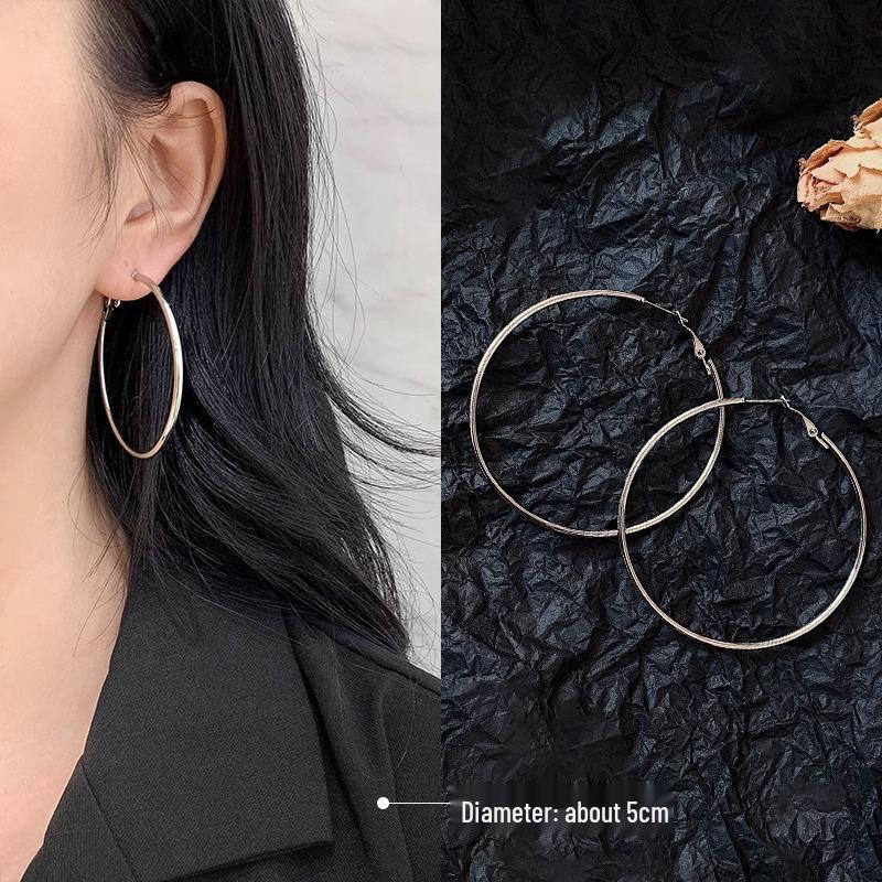 Sterling Silver Large Hoop Earrings for Women: 2025 Trendy European and American Style