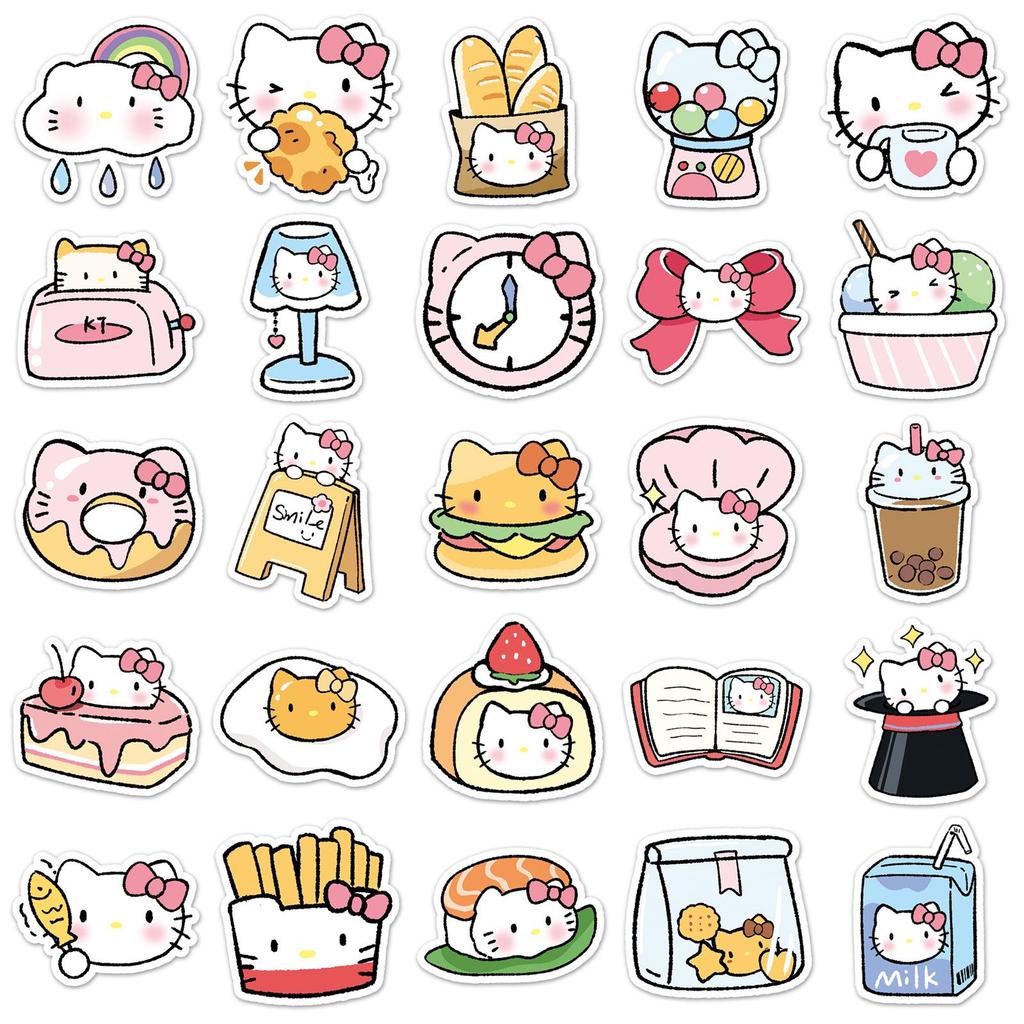 50-Piece Cute KT Cat Cartoon Stickers for Phone, Luggage, and Diary Decoration