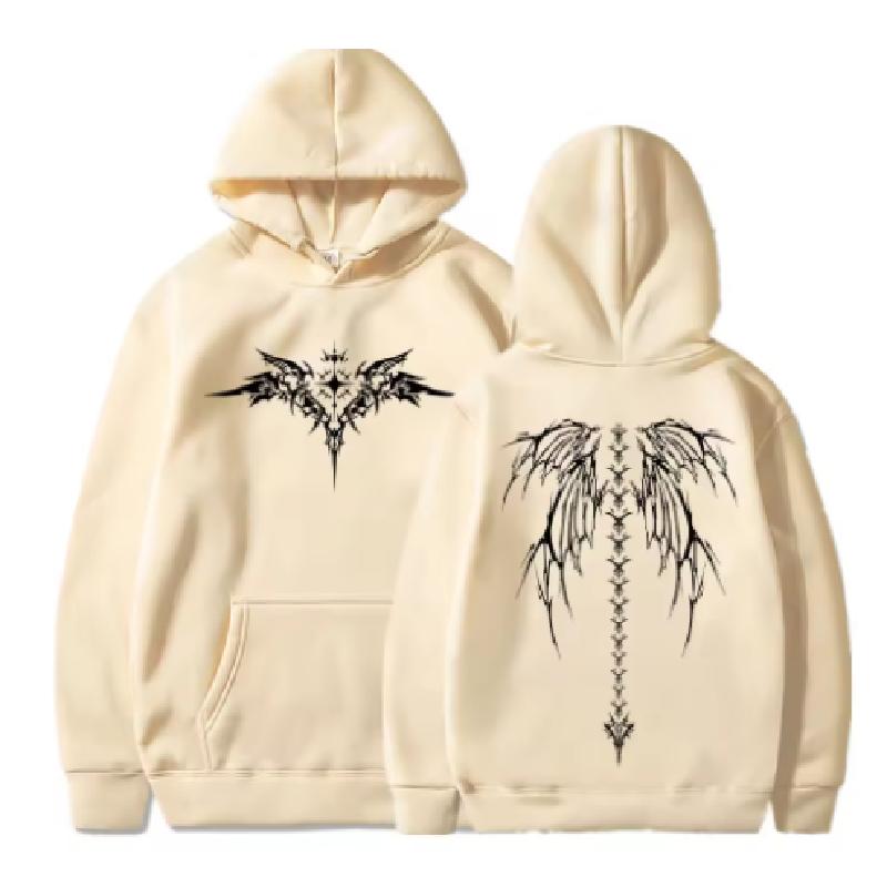 2025 popular wing print hoodie men's long sleeved fashionable sportswear unisex fashionable new street clothing casual