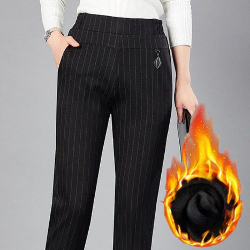 

GMXIA Зимние модели Утепленные Брюки больших размеров для женщин Эластичная высокая талия Высокоэластичные Прямые Повседневные брюки XXXXL