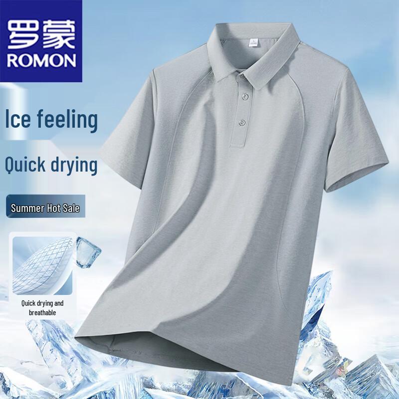 ROMON Men s Summer Lapel Polo Shirt 3XL