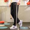 Adidas Wu Bo Series Side Stripe Logo Casual Breathable Straight Leg Sports Pants Retro Sports Pants Men Pants Black TR30P-BG