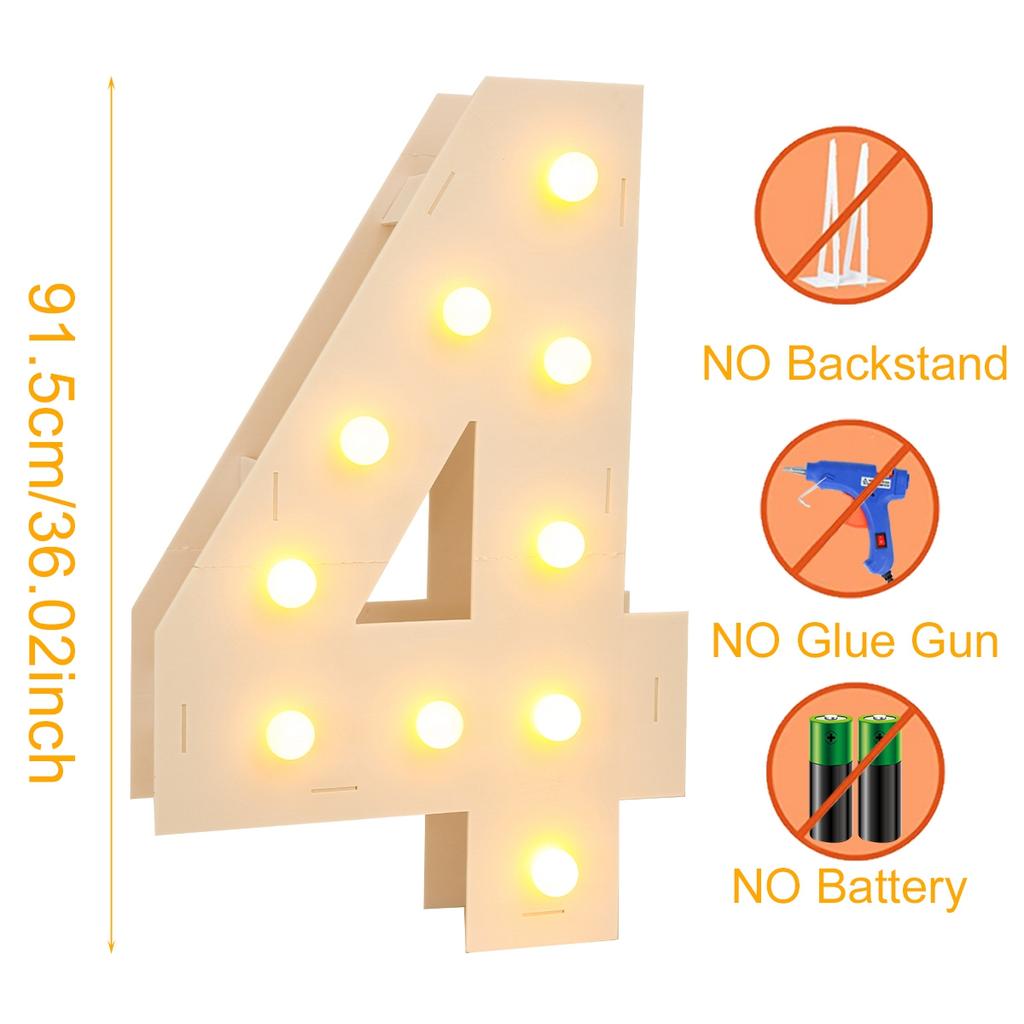 91,5CM Riesige LED-Zahlen-Lichtrahmen 1. Geburtstag Party Dekoration Kinder Hochzeit 30. 50. 60. Geburtstag Partyzubehör Babyparty