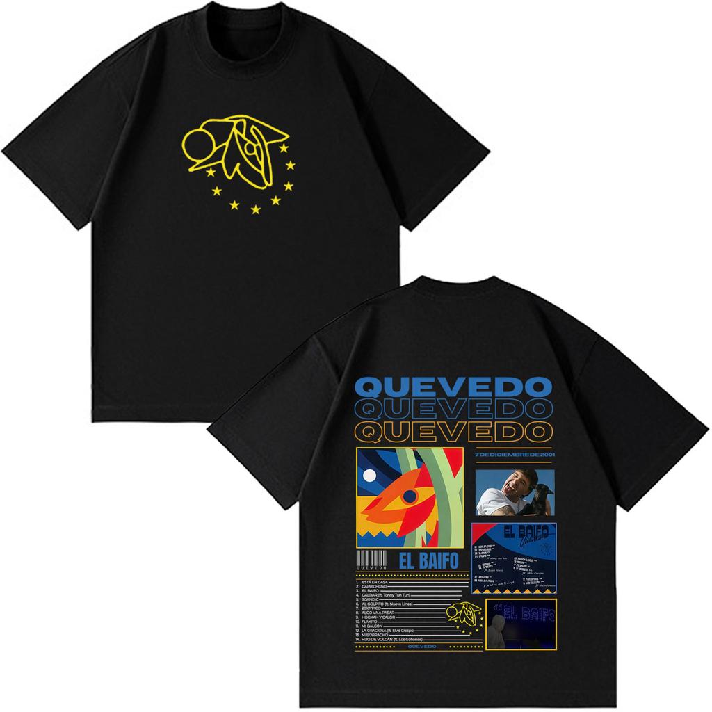Quevedo El Baifo Album 2026 Tour Print T Shirt Unisex Unisex Fashion Clothing Tshirt Shortsleeved Cotton Loose Oversized Tshirts