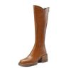 Modische vielseitige High-Top-Stiefel mit dicker Sohle und dickem Absatz für Damen, Modell 2024 mit Reißverschluss hinten, hochhackige Reiterstiefel
