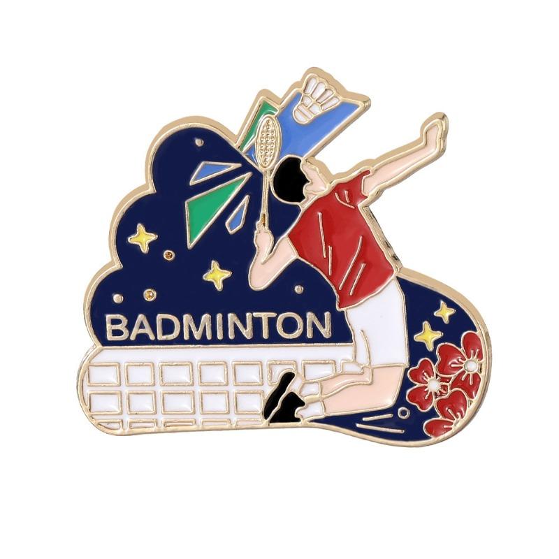 1Pc Cartoon Basketball Football Badminton Metal Badge Student Backpack Hat Denim Coat DIY Deco Lapel Pins Boy Couple Brooch