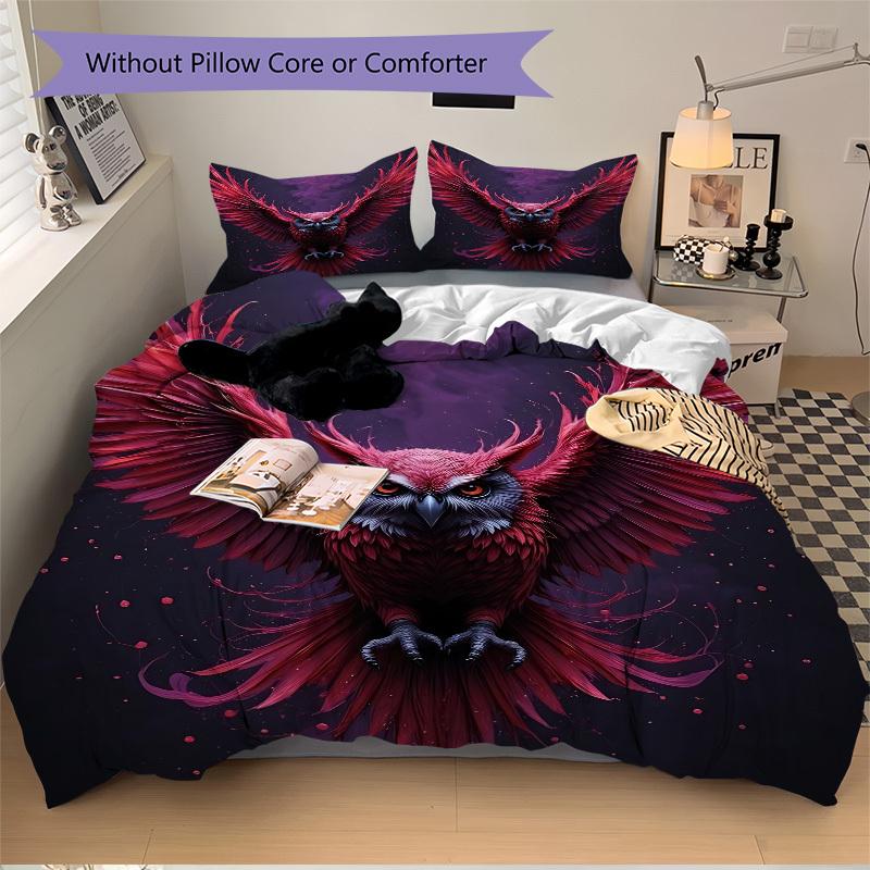 3pcs Mythical Owl Duvet Cover Set -Includes 1 Duvet Cover and 2 Pillowcases, No Quilt Core, All-Season Home Decor Yy251111189