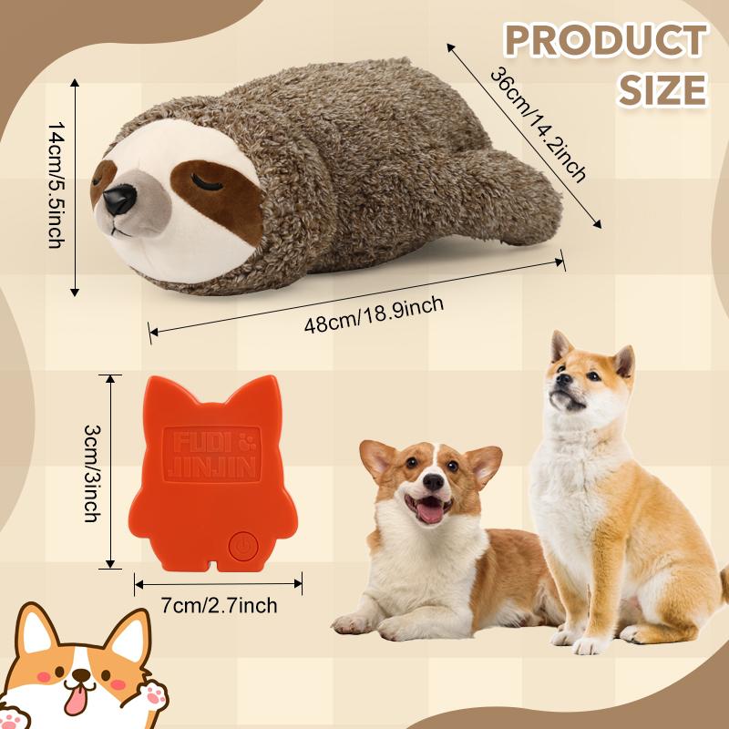 Sloth Zoo Puppy Dog Heartbeat Toy for Stress Alleviation and Soothing Assistance, Sleep Aid Crate Kennel Training Puppy Toy