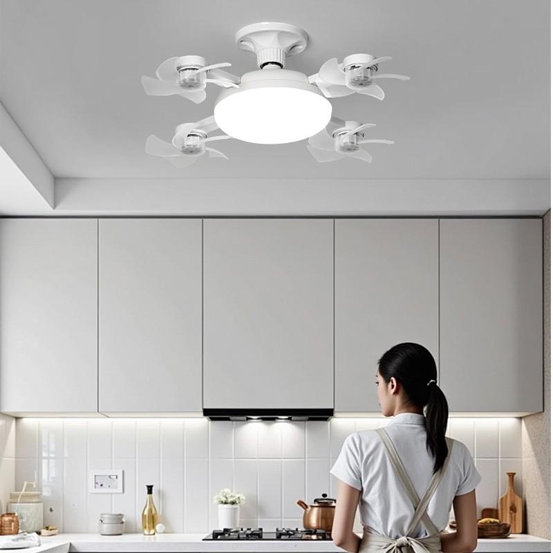 E27 Socket 60W LED Lighting Small Ceiling Fan Household Living Room 4-Motor Fan With Light Ceiling Fan With Light