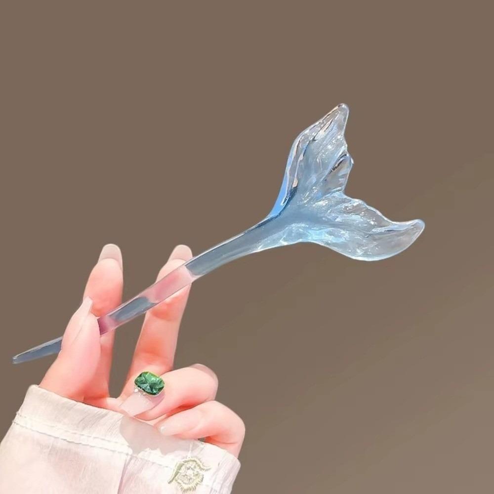 Transparent Hair Sticks Blue Women Scrunchie Headwear New Fish Tail Hairpin