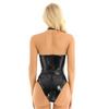 European-American Open Crotch Halter Leather Bodysuit - Sexy Backless Design for Nightclub Wear
