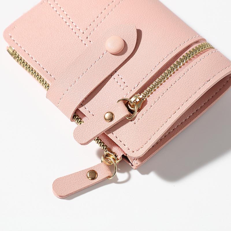 Solid Color Wallet  Short Card Holder Luxury Designer Solid Color Clutch Bag Ultra-Thin Leather Wallet For Women