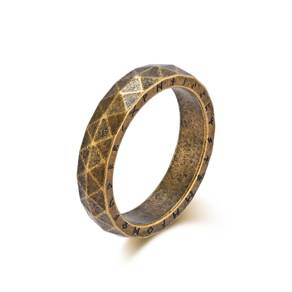 Nordische Retro Diamantvormige Viking Tekst Roestvrij Staal Ring Ring 7#