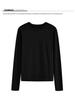 2025 Women's Retro Solid Color Round Neck Base Layer T-Shirt: Autumn/Winter Casual Versatile Top