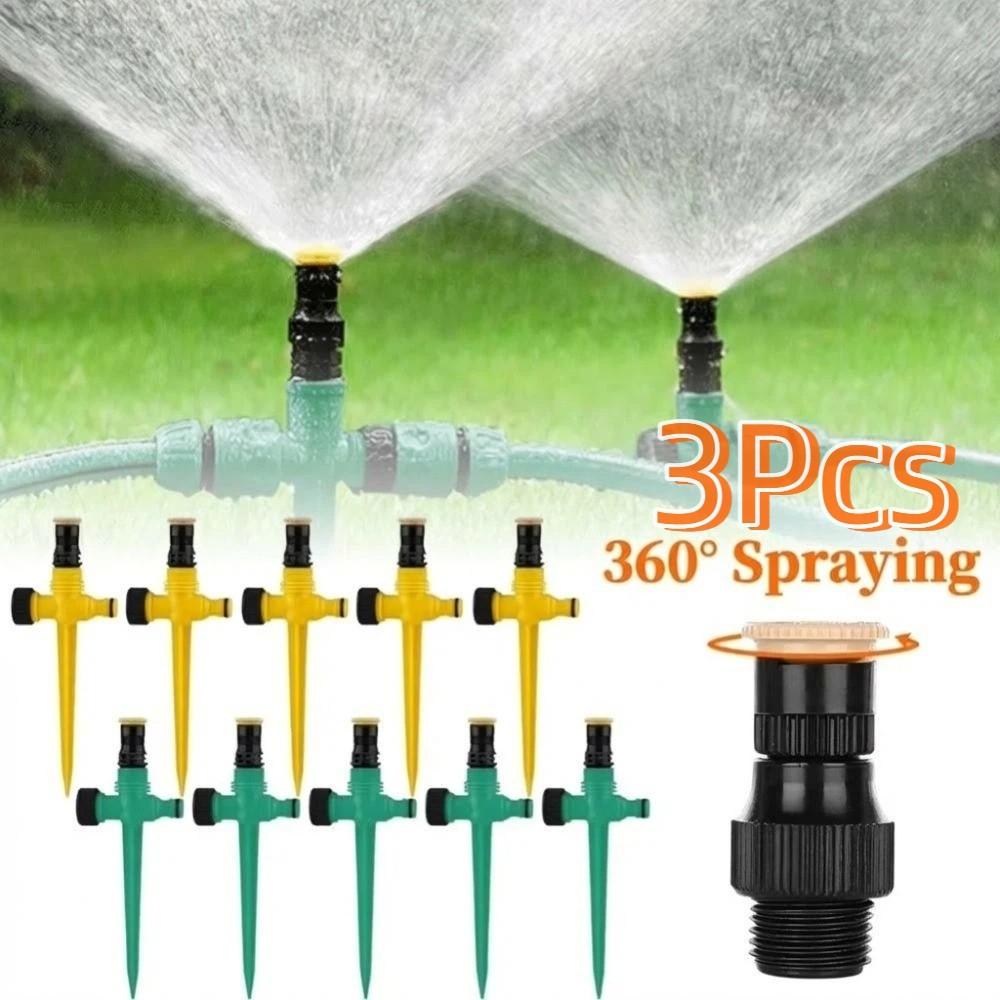 3Pcs Corrosion Resistant Rotating Sprinkler 360° Rotation Water Sprayers Garden Nozzle  Landscaping