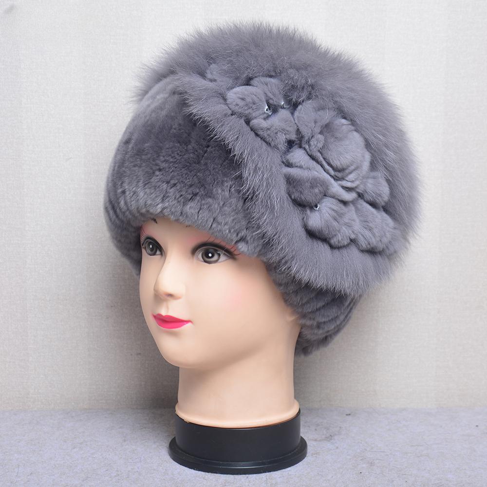 Winter Dames 100% Natuurlijke Rex Konijnenbont Muts Dame Warme Authentieke Rex Konijnenbont Mutsen Goede Elastische Echte Bont Hoeden Warme Mutsen
