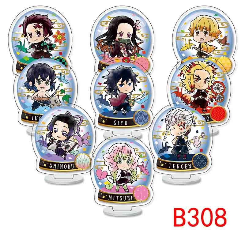 Collection de mini socles Demon Slayer 9 pièces Collection acrylique transparent Socle 6cm Collection jouets anime date de naissance cadeau unisexe