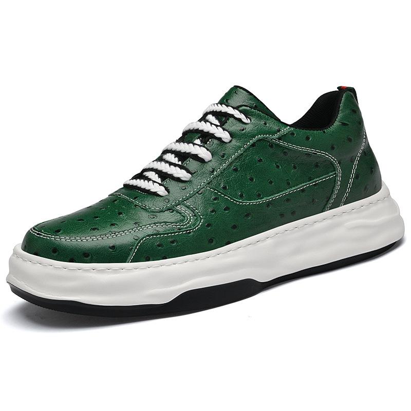 

Мужские модные кеды из натуральной кожи зеленого цвета, на толстой подошве, ручной работы, маленькие белые туфли из коровьей кожи, с мягкой подошвой, дышащие, повседневные 45 зелёный