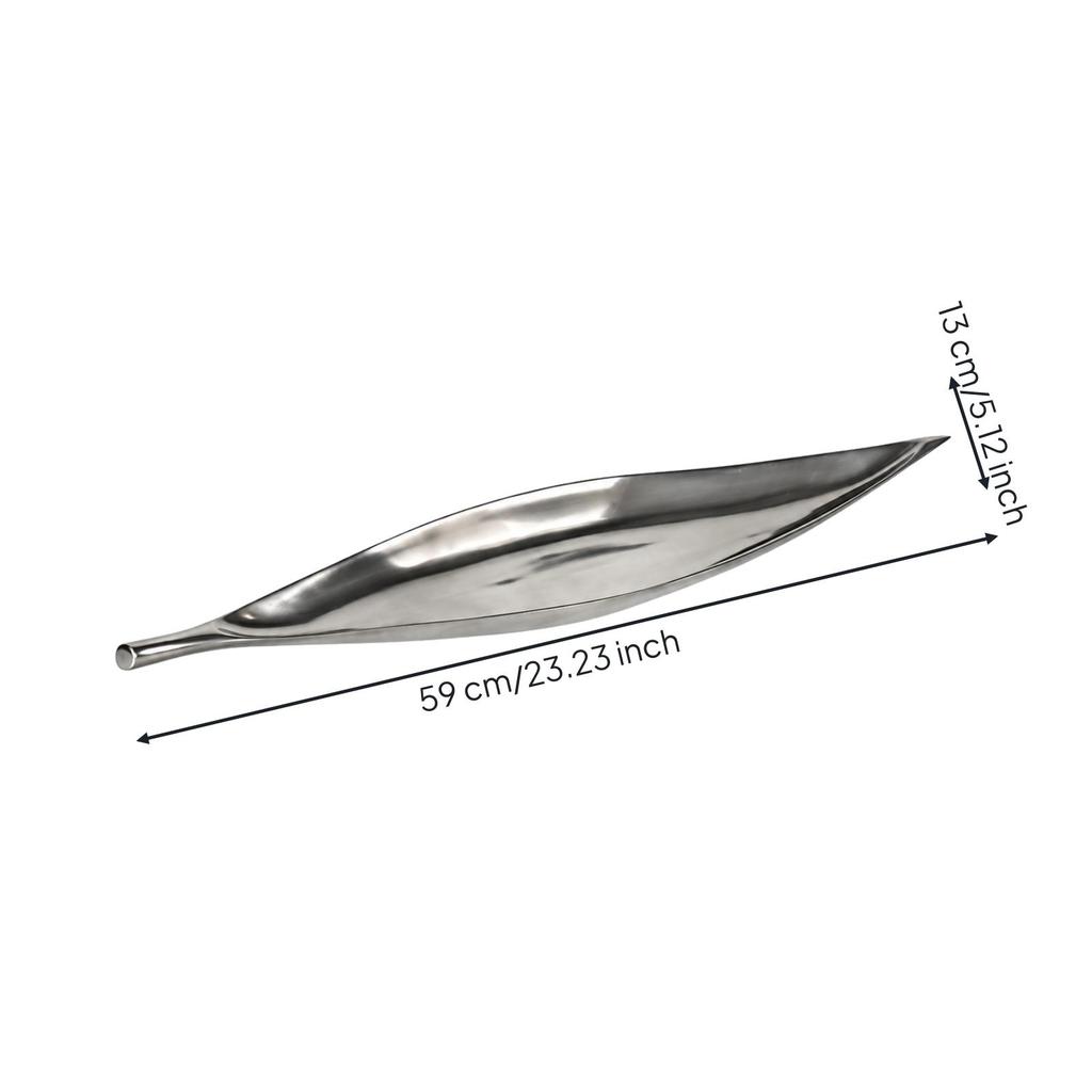 Versatile Leaf-Shaped Decorative Tray Reflective Long Leaf with Tapered
