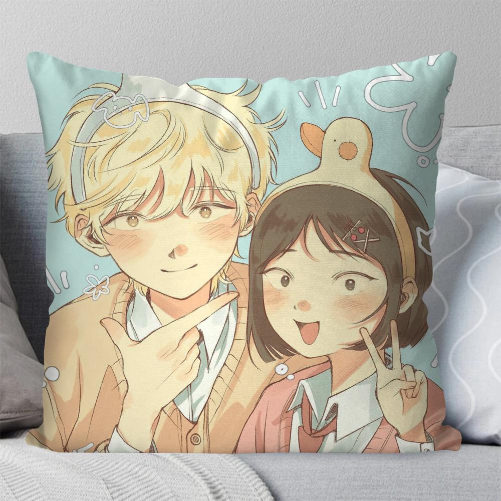 Skip And Loafer Youth Campus Animation Pillow Case Square Pillow Bedroom Sofa Leisure Comfort Living Room Home Decoration 40X40
