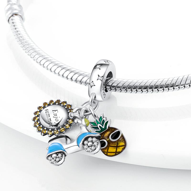 Breloques Compatibles Pour Bracelet DIY Argent 925 Série Jaune Cœur d'Amour Tournesol Lune Chat Breloques Vente Chaude S925 Fabrication de Bijoux DIY