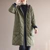 Diamond-shaped Plaid Cotton Hooded Coat Loose Casual Mid-length Cotton Jacket Warm and Windproof All-match Women's Cotton Jacket