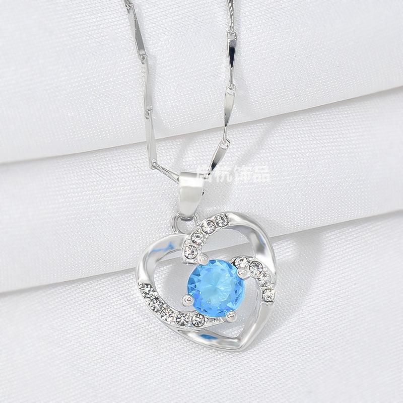 Love Necklace Women'S Premium Light Luxury Simple Inlaid Zircon Eternal Heart Pendant Valentine'S Day Gift