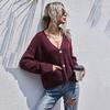 Autumn and winter European and American design sweater casual V-neck lazy wind knitted cardigan jacket women