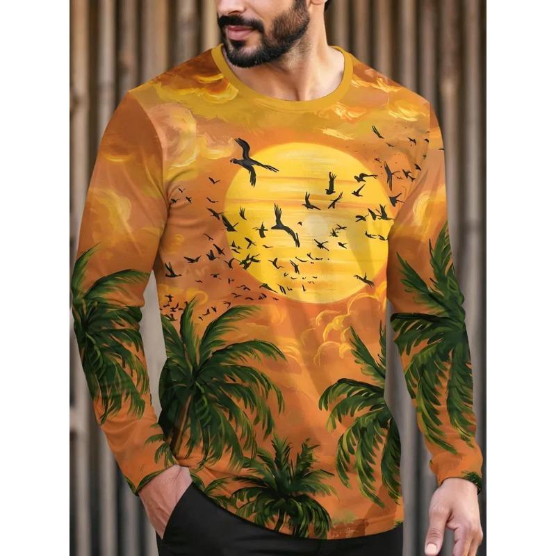 Autumn Men's 3D Printed Crew Neck Long Sleeve T-Shirt