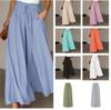 10-color Women's Spring, Summer and Autumn Solid Color Long Pants, Elastic Belt, Wide Pants, High Waist, Long Skirt Pants
