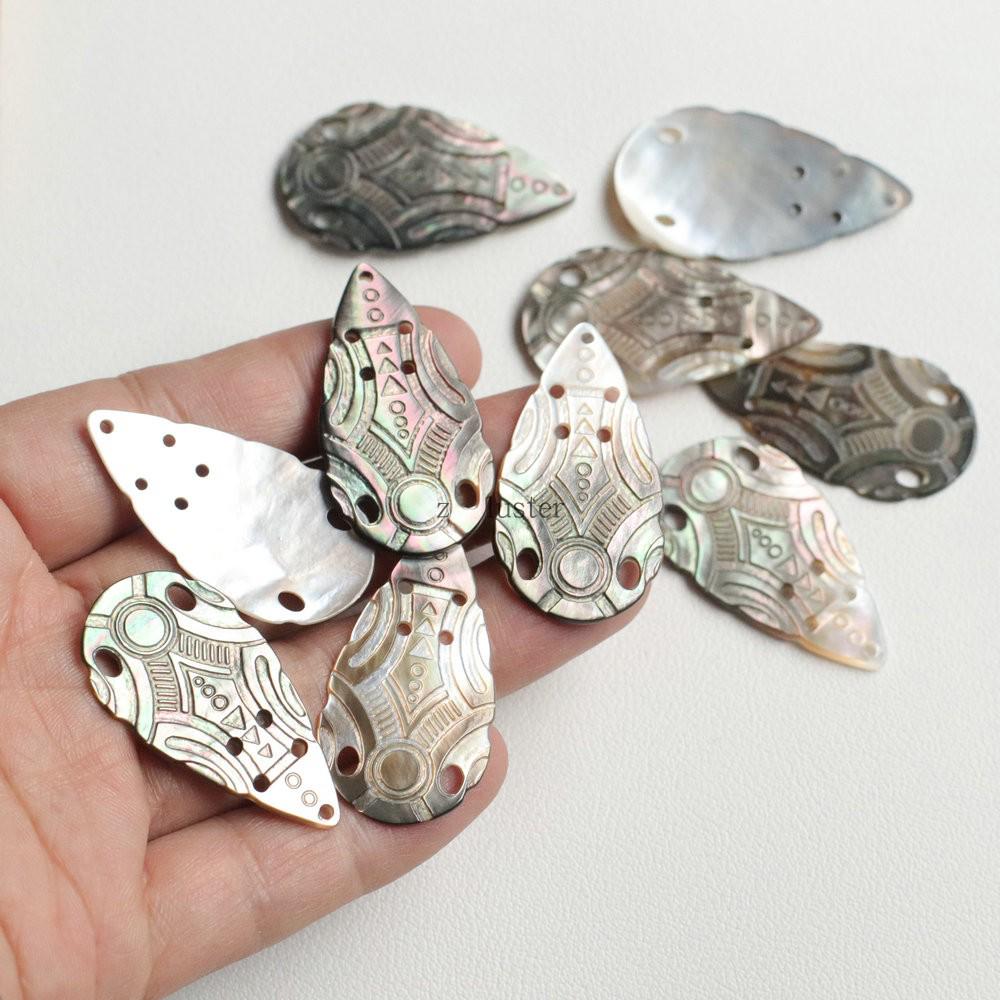 Blacklip Mother-of-Pearl Teardrop Pendant for DIY Necklace & Earrings