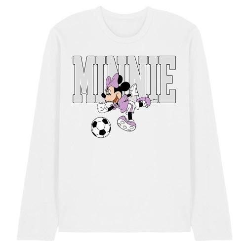 Disney Unisex Adult Kick Minnie Mouse Football Long-Sleeved T-Shirt