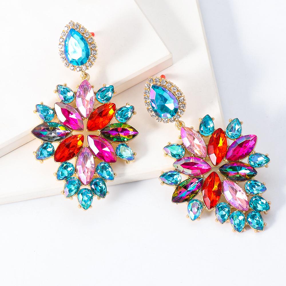 2022 New Products 16 Colors New Rhinestones Jewelry Statement Earrings Big Glass Drop Earrings for Women Fashion Accessories