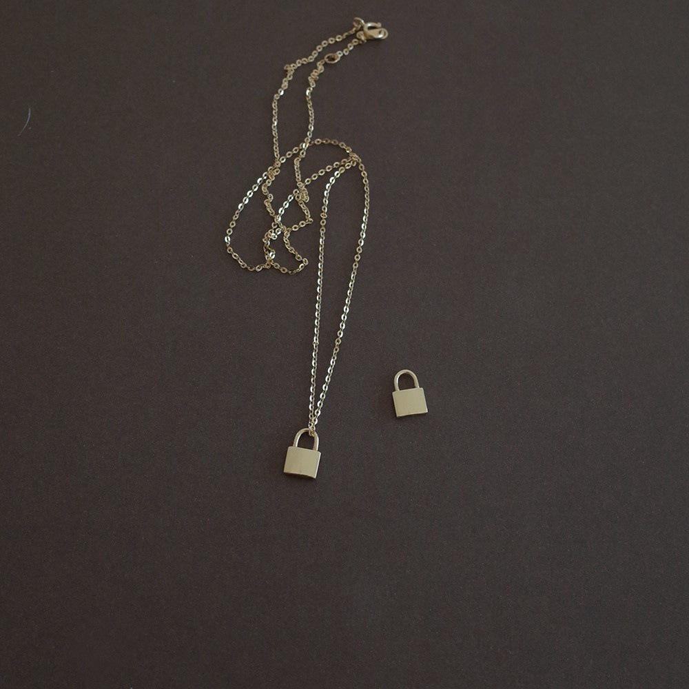 14K Gold-Plated French Lock Pendant in S925 Silver 14K Gold