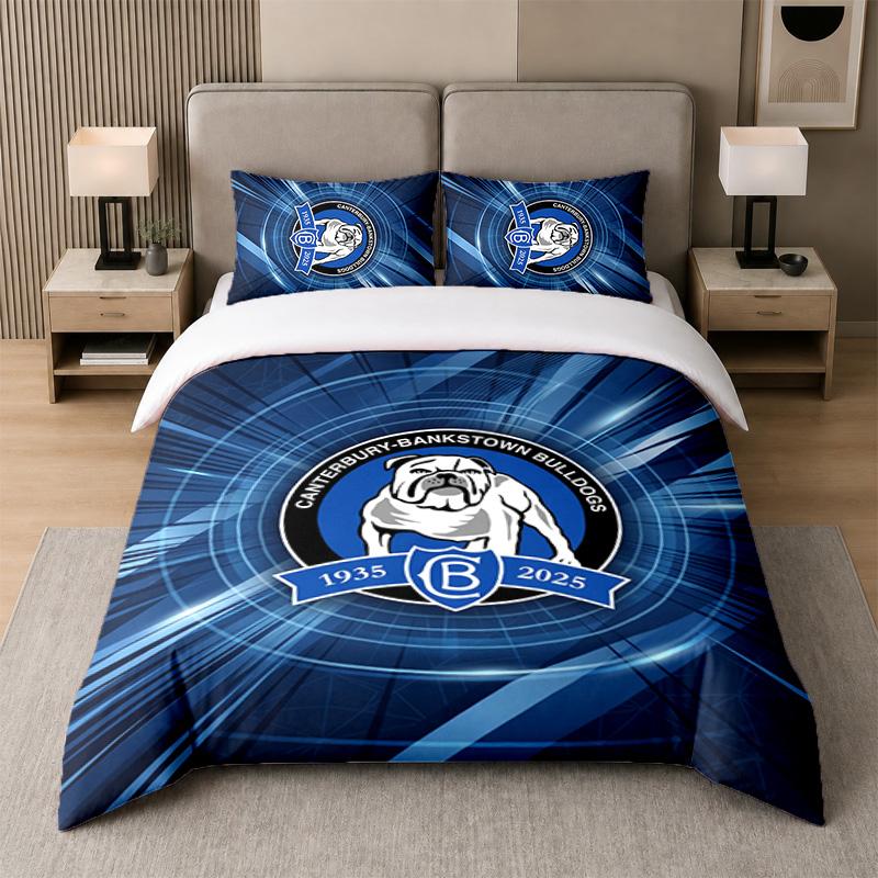 3Pcs Bedding SetCanterbury-Bankstown Bulldogs Soft Bed Sheet and Two Pillowcases Home Bedroom Decor